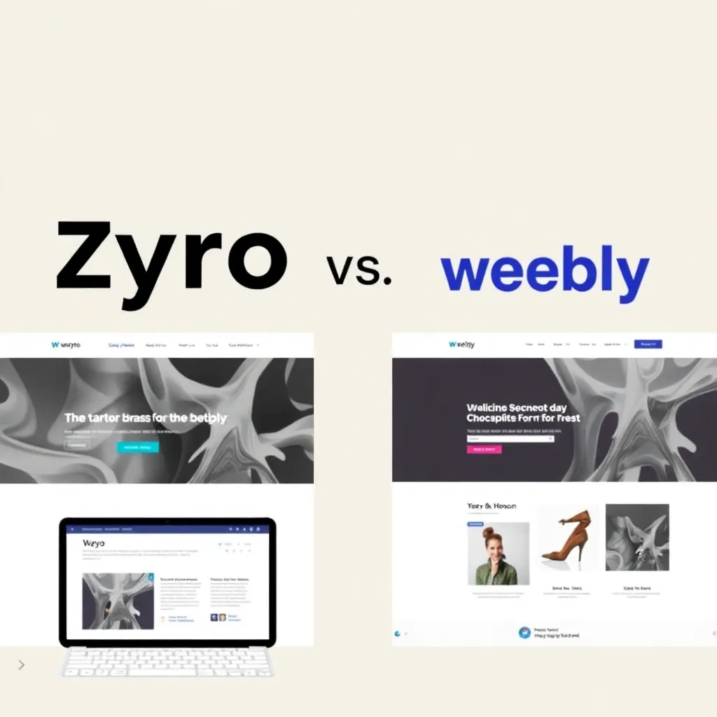 Vergleich von Zyro und Weebly auf einem Computerbildschirm dargestellt.