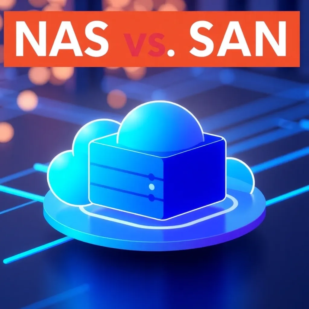 Moderne NAS- und SAN-Speicherlösungen im abstrakten Rechenzentrum, digital beleuchtet
