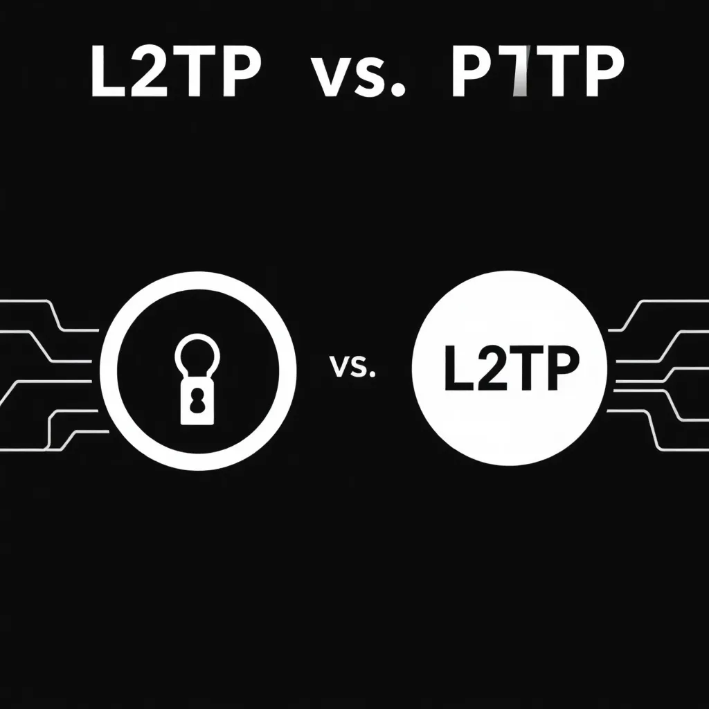 Vergleich von PPTP und L2TP VPN-Tunnelprotokollen mit Datenpaketen und Sicherheitssymbolen